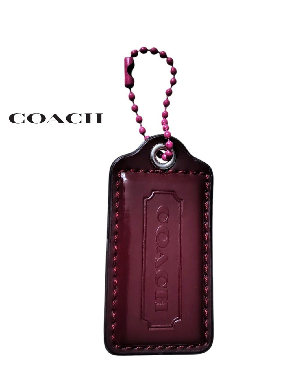 Coach Patent Leather Burgundy Hang Tag